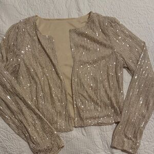 Sequin Beige Long Sleeve Jacket